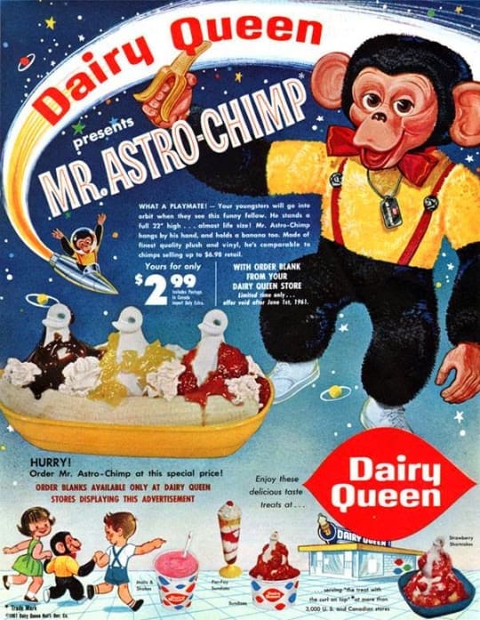  Dairy Queen ad from 1961, the year Ham went into space and I was born.