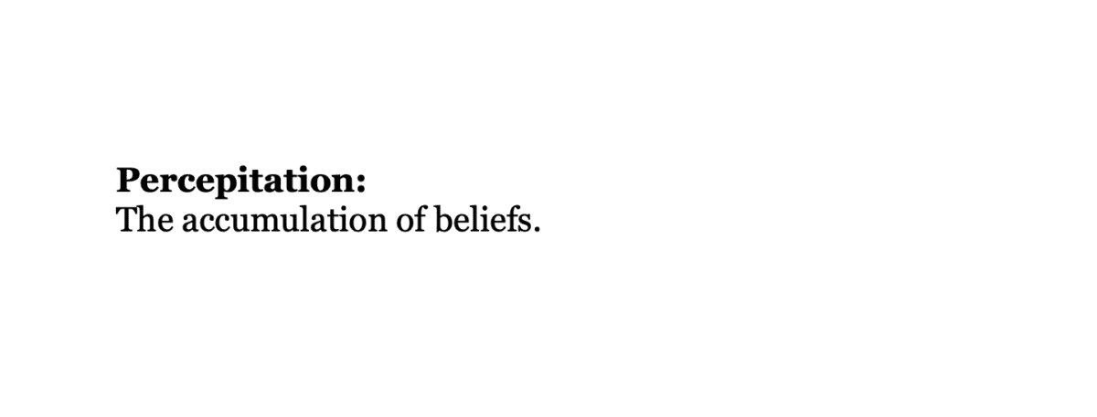 Percepitation: The accumulation of beliefs.