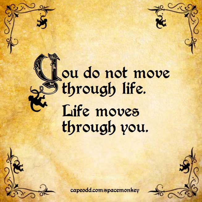 You do not move through life. Life moves through you.